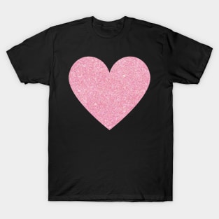 Pastel Pink Faux Glitter Heart T-Shirt